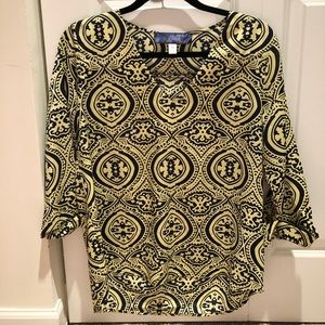 Francesca’s Blouse - Yellow & Navy Pattern